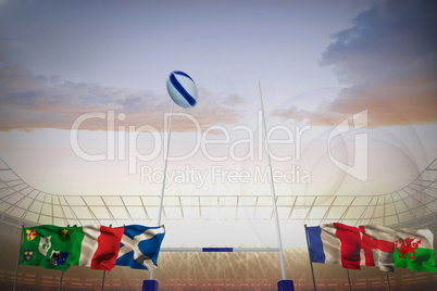 Composite image of rugby ball