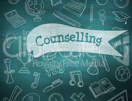 Counselling against green chalkboard