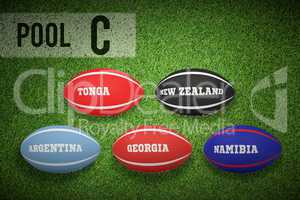 Composite image of rugby world cup pool c