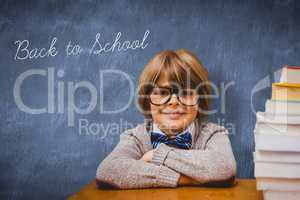 Back to school against blue chalkboard