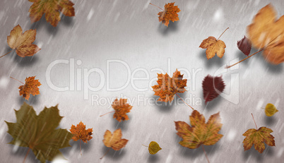 Composite image of autumn leaves pattern