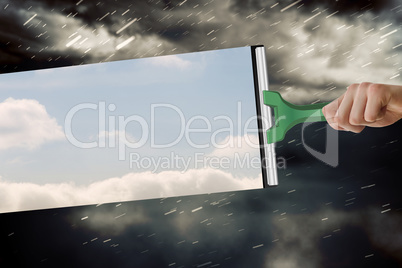 Composite image of hand using wiper