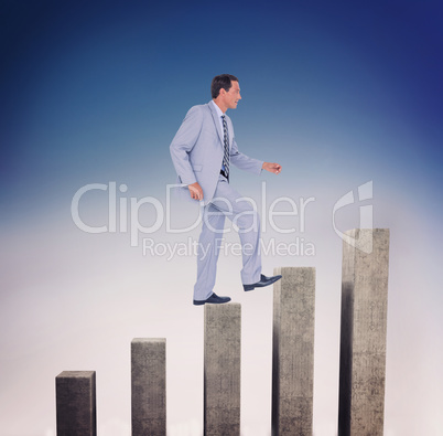 Composite image of side view of businessman walking on white bac