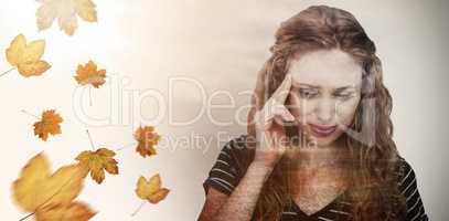 Composite image of blonde woman having headache