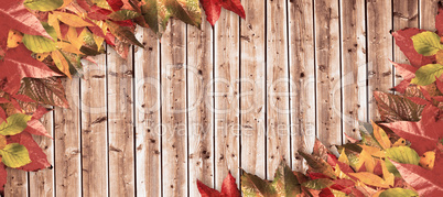 Composite image of autumn leaves pattern