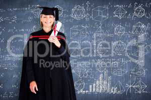 Composite image of happy attractive graduate