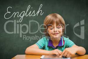 English against green chalkboard