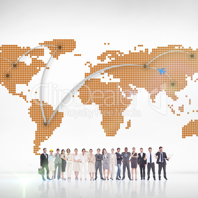 Composite image of multiethnic business people standing side by