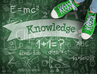 Knowledge against green chalkboard