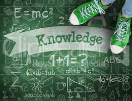 Knowledge against green chalkboard
