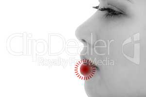 Composite image of close-up side view of beautiful woman looking