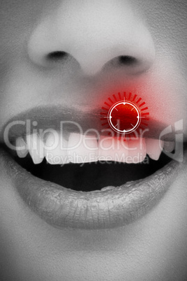 Composite image of close up of red lips smiling