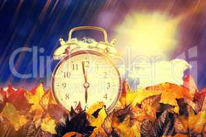 Composite image of alarm clock