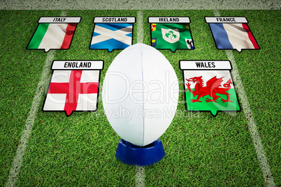 Composite image of rugby ball