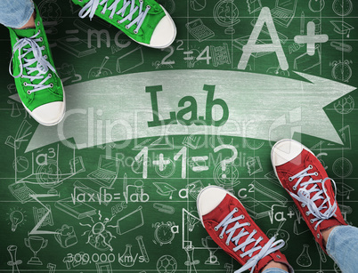 Lab against green chalkboard