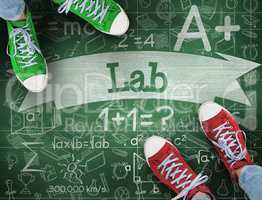 Lab against green chalkboard