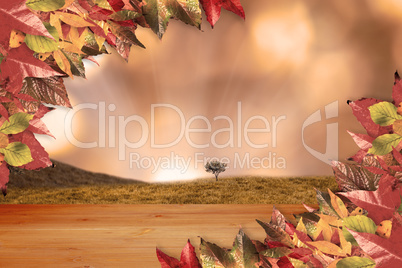 Composite image of autumn leaves pattern