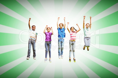 Composite image of children jumping at park