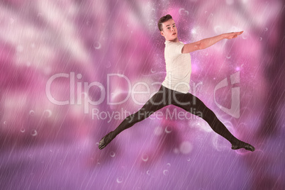 Composite image of male ballet dancer jumping