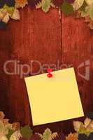 Composite image of illustrative image of pushpin on yellow paper