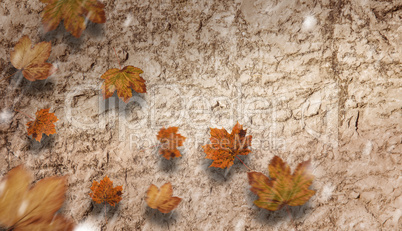 Composite image of autumn leaves pattern