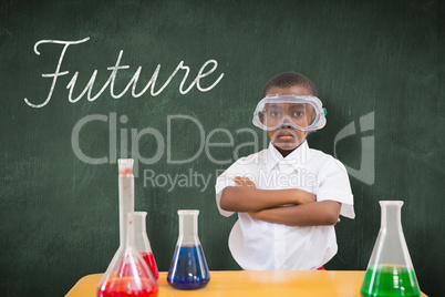 Future against green chalkboard