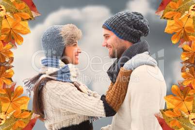 Composite image of young winter couple