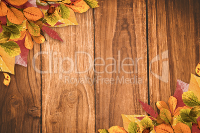 Composite image of autumn leaves pattern