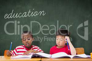 Education against green chalkboard