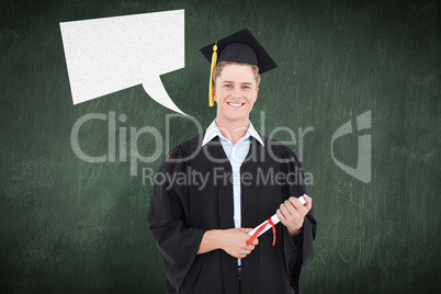 Composite image of man smiling as he has just graduated with his