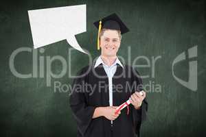 Composite image of man smiling as he has just graduated with his