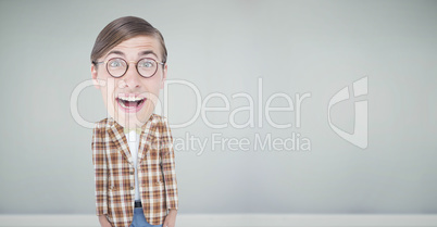 Composite image of nerd smiling Composite image of nerd smiling