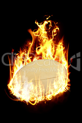 Composite image of close-up of rugby ball