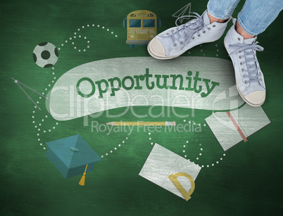 Opportunity against green chalkboard