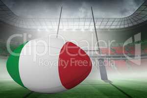 Composite image of  italian flag rugby ball