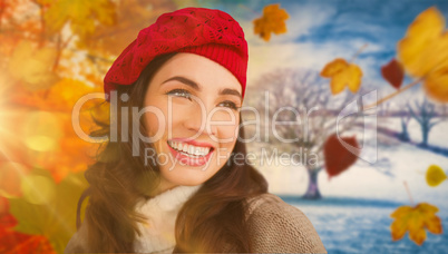 Composite image of smiling brunette