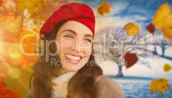 Composite image of smiling brunette