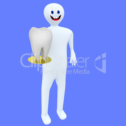 Figure holding tablet with tooth