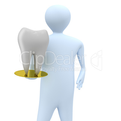 Figure holding tablet with tooth