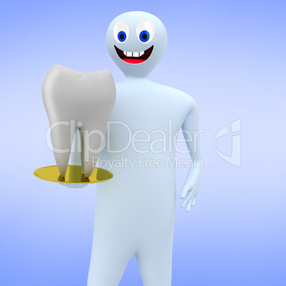 Figure holding tablet with tooth