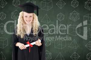 Composite image of teenage girl celebrating graduation