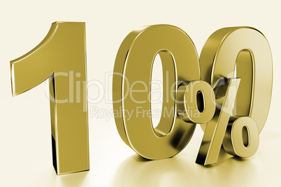 hundred, as a golden three-dimensional figure with percent sign