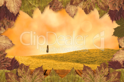 Composite image of autumn leaves pattern