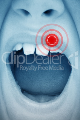 Composite image of close up of yawning child