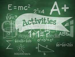 Activities against green chalkboard