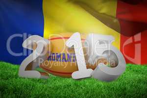 Composite image of romania rugby 2015 message