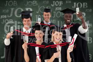 Composite image of group of people graduating from college