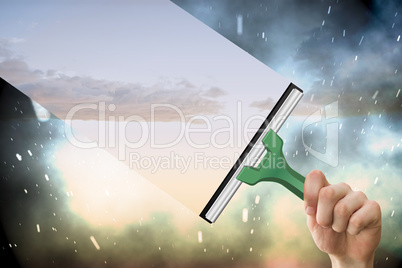 Composite image of hand using wiper
