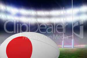 Composite image of japanese flag rugby ball