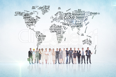 Composite image of multiethnic business people standing side by